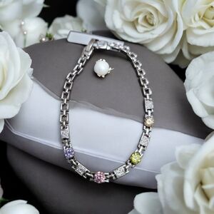 Elegant Silver Bracelet with Multicolor Accents